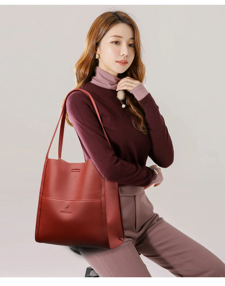 Bolso tote de PU piel en color liso