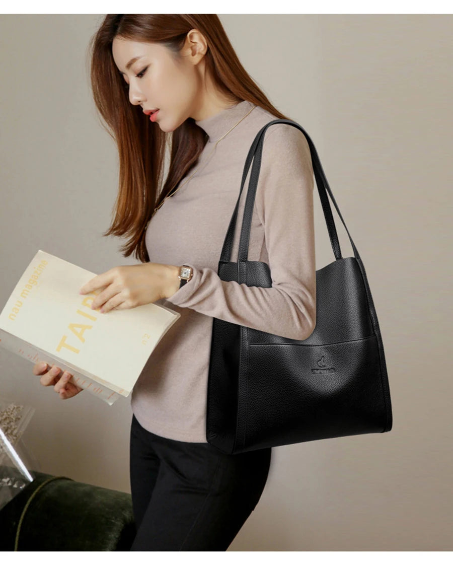 Bolso tote de PU piel en color liso