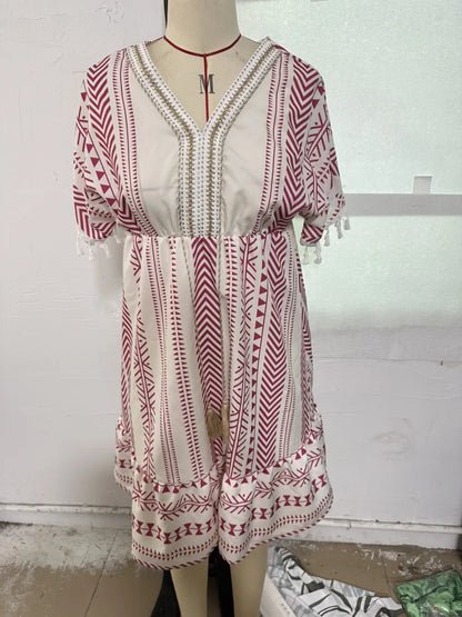 Elsa - Vestido casual con escote en V y estampado