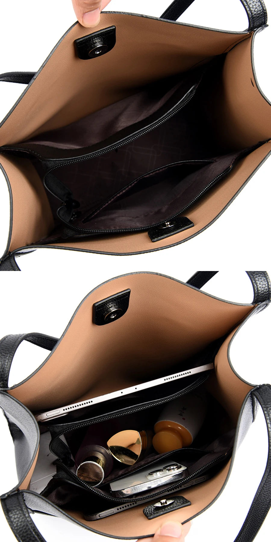 Bolso tote de PU piel en color liso