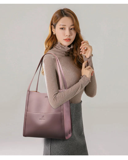 Bolso tote de PU piel en color liso