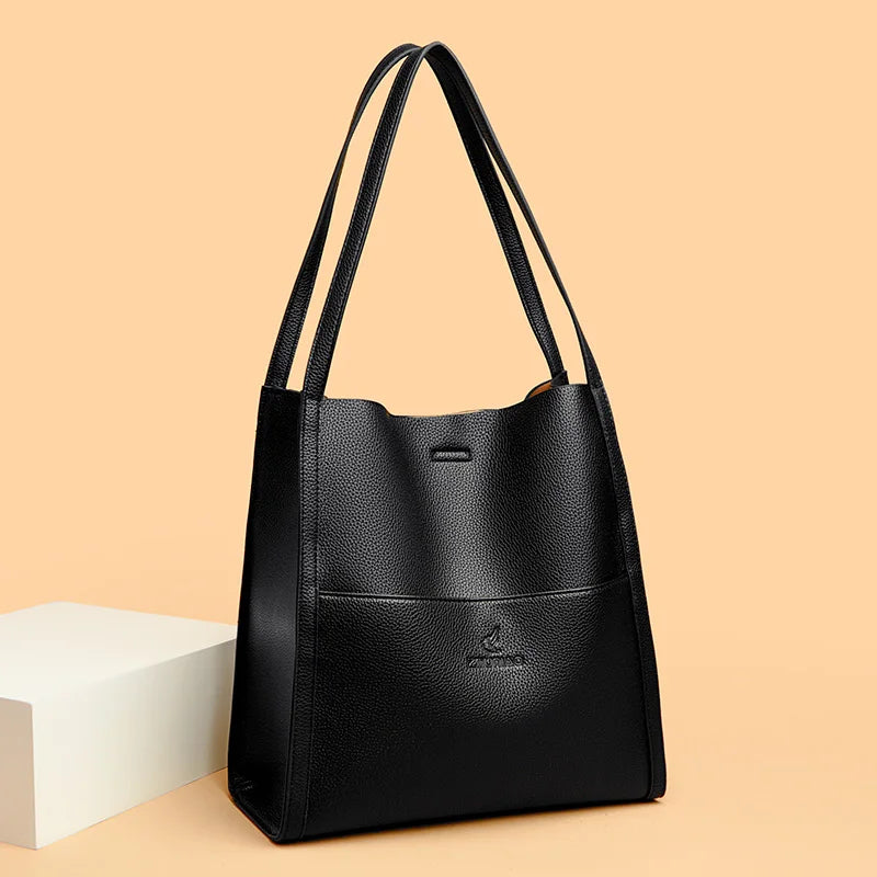 Bolso tote de PU piel en color liso