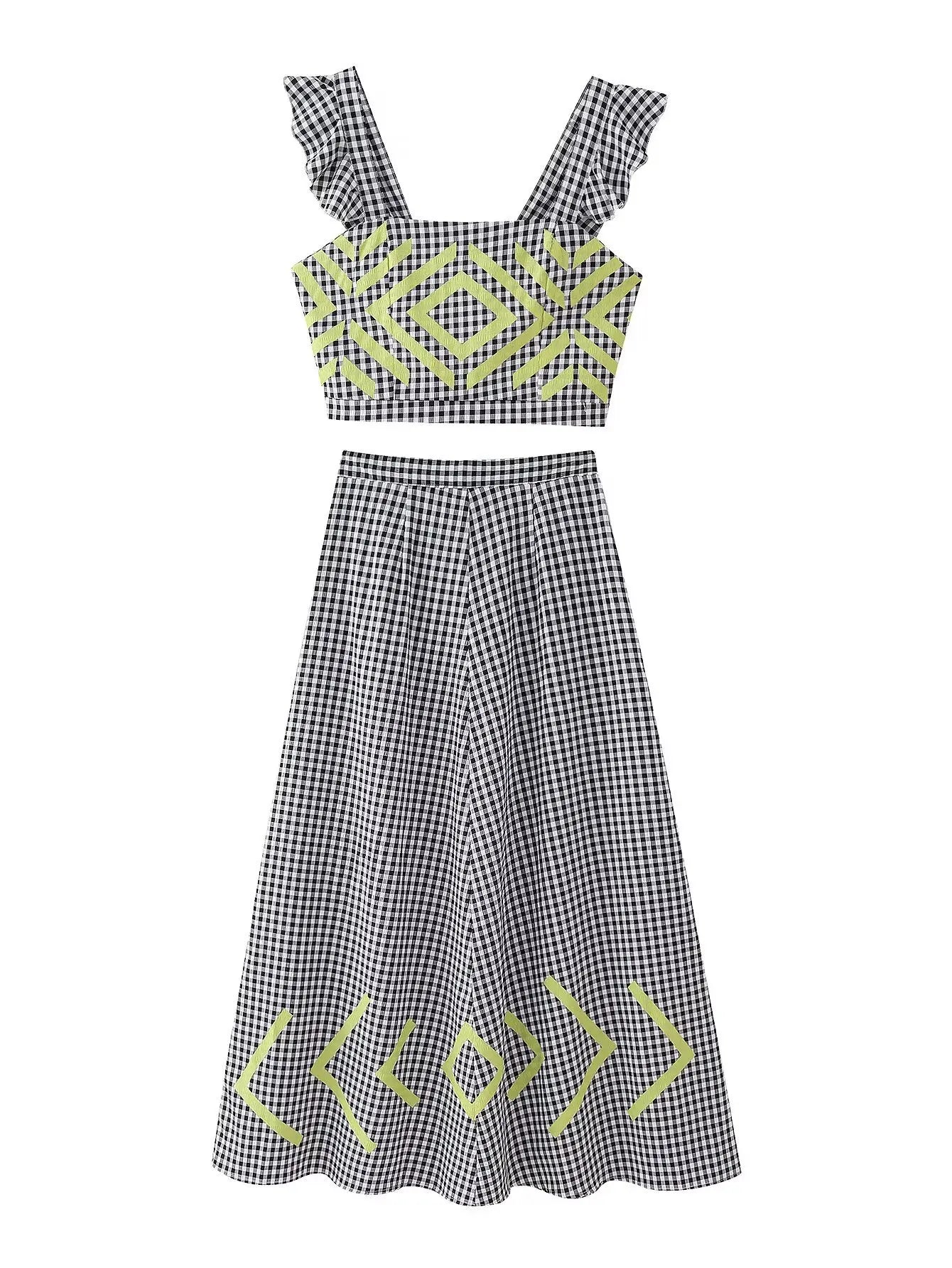 LIA - Top y Falda Estampado geométrico