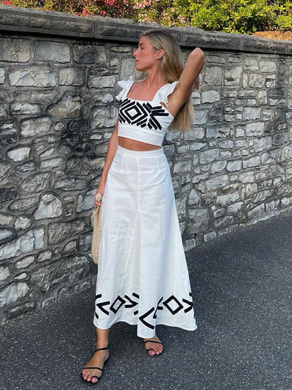 LIA - Top y Falda Estampado geométrico